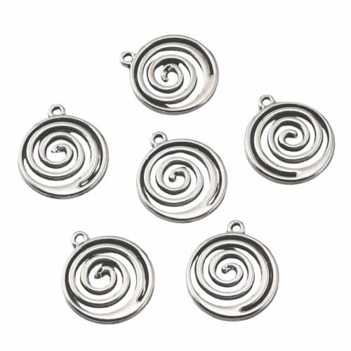 Zawieszki metalowe ŚLIMAK SPIRALA WIR 17mm stare srebro