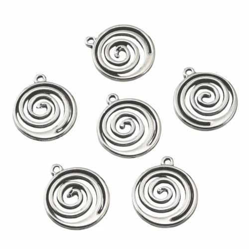 Zawieszki metalowe ŚLIMAK SPIRALA WIR 17mm stare srebro