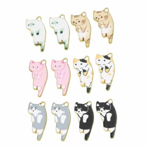 ZAW106 Zawieszki KOTKI kotek zestaw 6szt duże metalowe z emalią