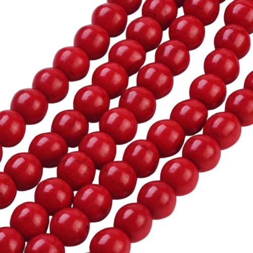 Koraliki okrągłe HOWLIT barwiony kule kulki czerwony 8mm