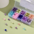 Zestaw koralików szklanych FIOLETOWY OGRÓD kule kulki 8mm crackle i perełki do biżuterii