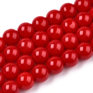 KSZ27 Koraliki szklane kule okrągłe CZERWONE KORALE 8mm 20szt